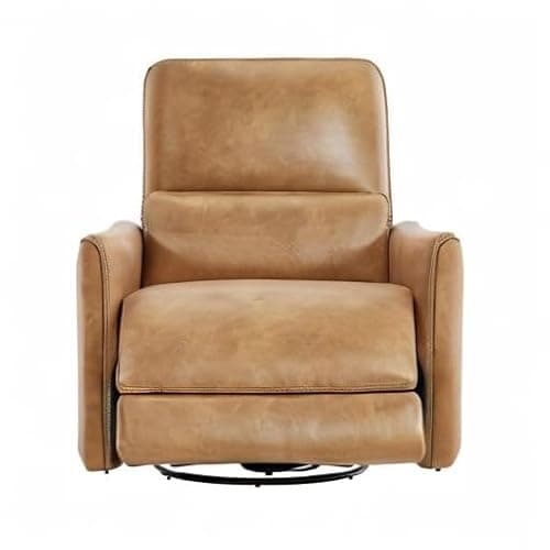 CHITA Power Recliner Chair Swivel Glider, FSC Certified Upholstered Faux Leather Living Room Nursery Reclining Sofa Chair with Lumbar Support, Cognac Brown 9