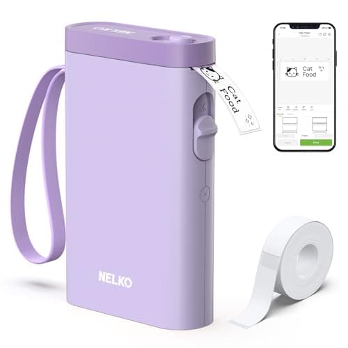 Nelko Label Maker Machine with Tape, P21 Bluetooth Label Printer, Wireless Mini Label Makers with Multiple Templates for School Office Home, Purple