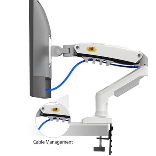 NB North Bayou Dual Monitor Desk Mount Stand Full Motion Swivel Computer Monitor Arm for Two Screens 17-27 Inch with 4.4~19.8lbs Load Capacity for Each Display F160-W 5