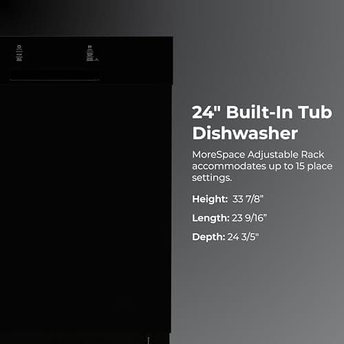 Kenmore 22-14609 24" Built-In Dishwasher - UltraWash Plus, TurboDry, SmartWash & EasyFlex Third Rack - 15 Place Settings - 45 DBA - ENERGY STAR Certified - 24" - Black 2
