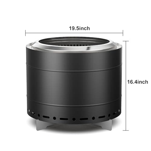 Panovue 19.5 inch Smokeless Fire Pit with Carry Bag, Stainless Steel Outdoor Smokeless Firepit, Wood Burning Fire Pits for Camping, Bonfire,Low Smoke Firepit for Outside(Black) 5