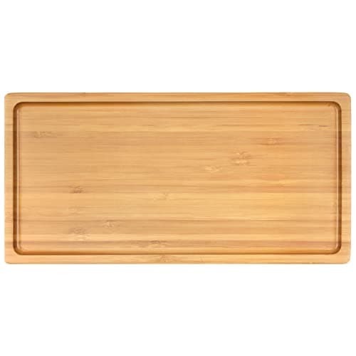 BambooMN Organic Bamboo Serving Tray, Vanity, Tea Serving, Appetizers, Snacks, Charcuterie Board - Rounded Edges, 11"x5.5"x0.6" - 1 Tray