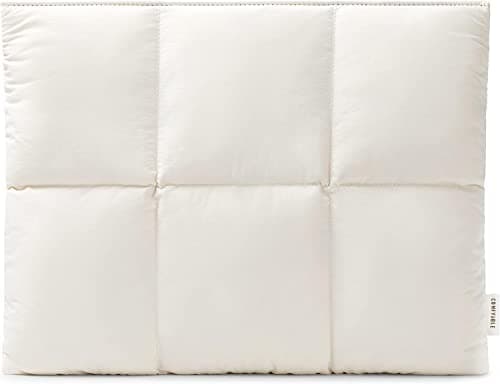 Comfyable Puffy Laptop Sleeve 13 Inch 14 Inch, Quilted Puffer Laptop Carrying Case for Women, Pillow Case Compatible with MacBook Air/Pro M5 M4 M3 M2 Pro/Max 2026, 13" MacBook Neo A18, Rice