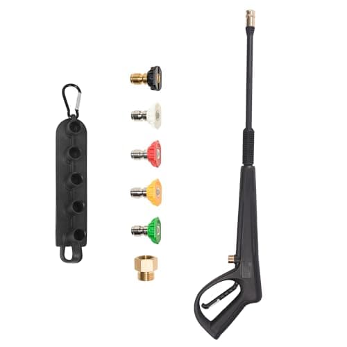 WXNANY Pressure Washer Gun Power Spray Car Wash Gun with Extension Wand M22-15mm Thread Fitting 5 Nozzle Tips and Holder Fitting Replacement for Ryobi, Karcher, Electric PowerWasher