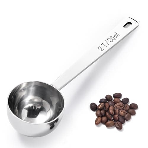 18/8 Stainless Steel Coffee Scoop, Doosu Food-Grade Metal Measuring Spoon with 4.3in Long Handle, Tablespoon Scooper for Coffee Beans, Ground Coffee, Espresso, Protein Powders, Tea, Sugar (2 Tbsp)