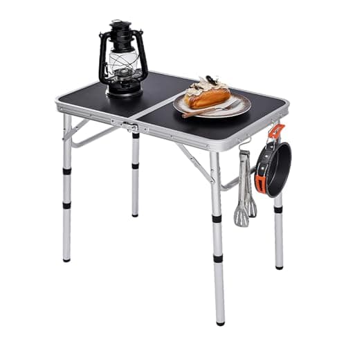 YihuiKo Folding Camping Table, Adjustable Height Folding Table, Portable Aluminum Small Folding Table with Carry Handle for Picnic, BBQ, Indoor, Office 5