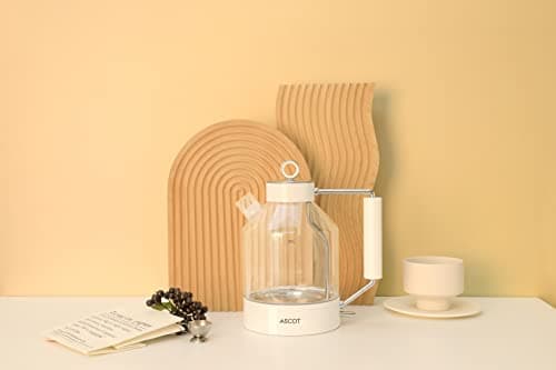 Electric Kettle, ASCOT Glass Electric Tea Kettle 1.5L 1500W Retro Tea Heater & Hot Water Boiler, No Plastic, BPA-Free, Cordless, with Auto Shut-Off and Boil-Dry Protection (Creme) 5