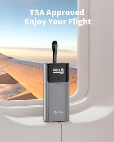 Miady Portable Charger, PD 35W Fast Charging Small Power Bank has Smart Digital Display Screen, 10000mAh Battery Pack Built-in USB-C Cable Compatible with iPhone 16/15 Galaxy S24/S22 Android and More 8