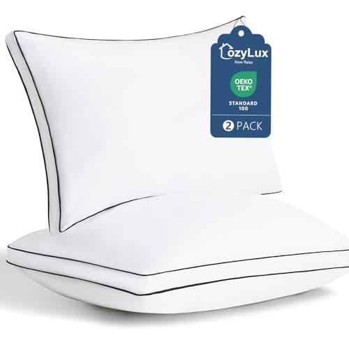 CozyLux Pillows King Size Set of 2, Soft and Supportive 3D Down Alternative Bed Pillow for Sleeping 2 Pack White, Luxury Hotel Quality Gusseted Bedding Pillows for Back, Stomach or Side Sleepers 18x34