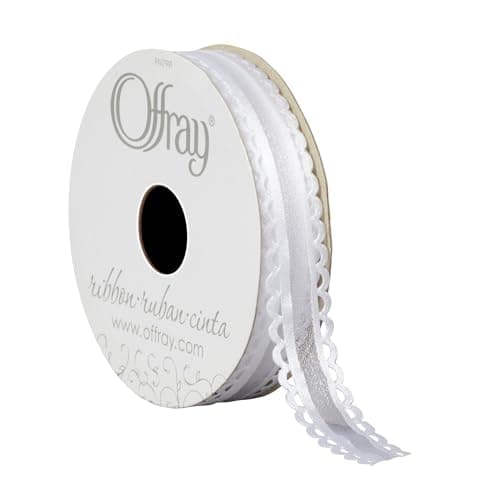 Offray 143634 5/8" Wide Options Sheer Craft and Decorative Ribbon, 9-Foot Spool, White