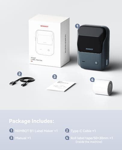 NIIMBOT B1 Label Maker Machine with Tape, 2 Inch Portable Label Printer, Bluetooth Thermal Label Printer with Multiple Templates for Small Business,Office,Home,School (Blue, 1 Printer+1 Roll Label) 9