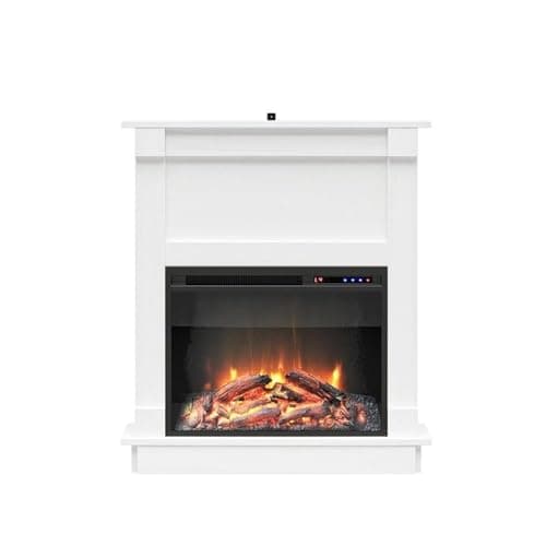 Ameriwood Home Ellsworth Fireplace with Mantel, White - Cozy Electric Heater for Home & Kitchen, 400 sq. ft. Heating, Remote Control, Neutral Finish 5