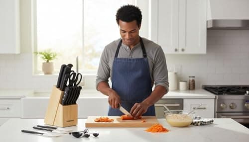 Farberware 22-Piece Never Needs Sharpening Triple Rivet High-Carbon Stainless Steel Knife Block and Kitchen Tool Set, Black, Durable ANDPrecision Cutlery 5