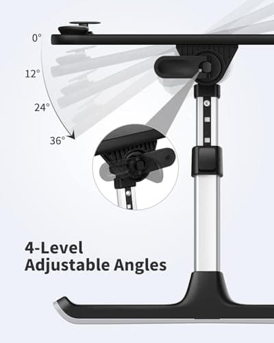 SAIJI Height & Angle Adjustable Laptop Stand for Bed, Lap Desk Bed Tray Table, Light Weight Foldable Portable Laptop Table for Couch Sofa Chair Floor Desk for Adults, Kids (52*30cm Black) 6