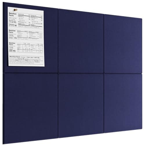 MaxGear Large Cork Board for Wall 36" x 24", Dark Blue Bulletin Board, 6 Pack Felt Wall Tiles with Pushpins, Cork Boards for Office Pin Board Tack Board Cork Boards