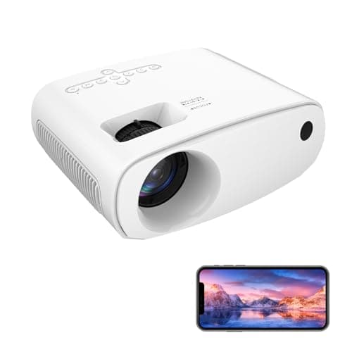 Ubxxziy Mini Projector with Wifi Portable Projector Support 1080P 170" Mini HD Movie Projector, Outdoor Projector Compatible with Phone/ Tablet/ Laptop/ TV Stick/ PS4/ HDMI/USB - White
