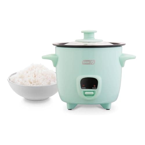 Dash Mini Rice Cooker - Designed for Single-Serve Cooking - Compact Rice Cooker with Nonstick Removable Pot, Keep Warm Function & Easy-to-Clean Sleek Design - Aqua