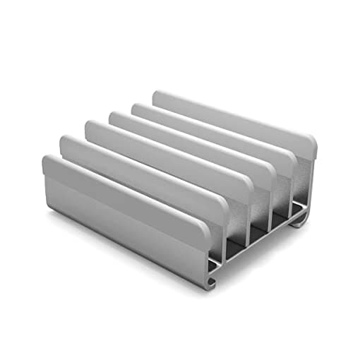 Elestoria 5-Slot Vertical Laptop Stand - Aluminum Laptop Stand Vertical for Desk -Laptop Holder with Adjustable Width (12-38mm) Compatible with MacBook Pro/Air & Gaming Laptops up to 17.3"-Grey 8