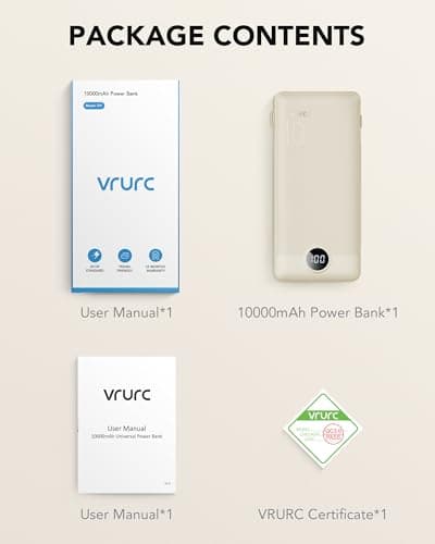 Portable Charger Built-in Cables and AC Wall Plug, USB C Power Bank 10000mAh, Travel Battery Portable Phone Charger Compact Lightweight External Battery Pack for Smart Phones, Tablets etc-Light Coffee 8