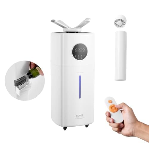VEVOR Commercial Humidifier for Large Room, 1291.7 sq ft 5.5 Gal/21L 40.6 oz/h Cool Mist Output Humidifier for Whole House Greenhouse Plant, Industrial Air Vaporizer Top Refill Humidifiers 12h Timer