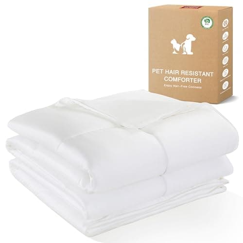 HOMBYS All-Season Pet Hair Resistant Duvet - Queen, Anti-Static & Hair Repellent Comforter for Pet Owners, Easy Care, Ultra-Soft (White)