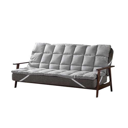 CirclesHome Grey Futon Mattress Toppers with Anti-Slip Anchors - Futon Cover Filled with Plush Down Alternative Fill - Full Size Futon Cover is Soft, Comfortable and Allergy Free (Size: 54 x 75 x 2)