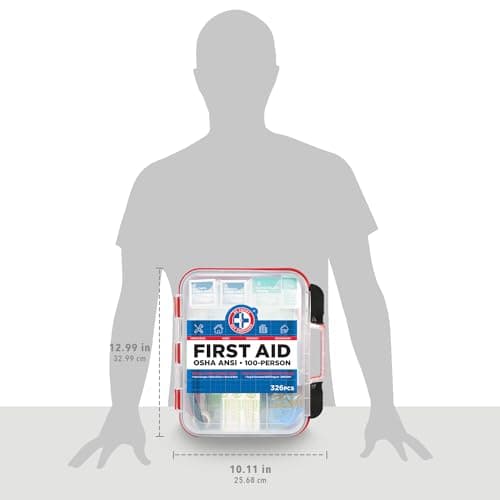 Be Smart Get Prepared First Aid Kit Hard Red Case 326 Pieces Exceeds OSHA and ANSI Guidelines 100 People - Office, Home, Car, School, Emergency, Survival, Camping, Hunting and Sports (20HBC01015REV3) 6