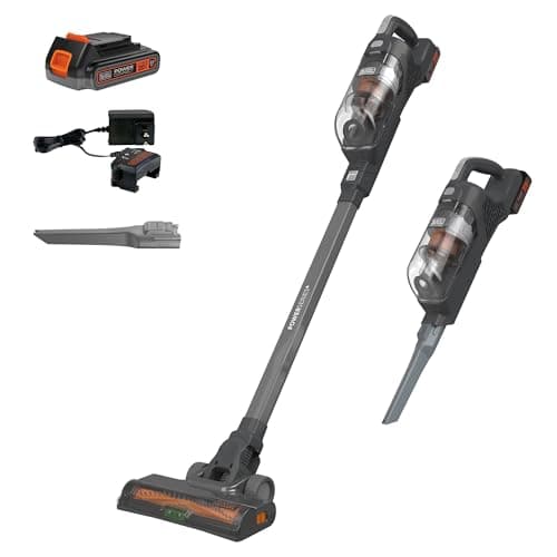 BLACK+DECKER POWERSERIES 20V MAX Cordless Stick Vacuum Cleaner, Household Vacuum Cleaners for Hardwood Floors and Carpet, LED Lights, Detachable, Anti-Tangle, Lightweight, Bagless (BHFEA18D1)