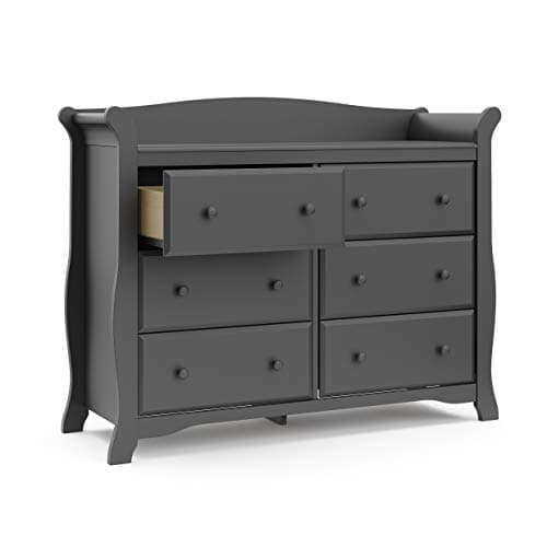Storkcraft Avalon 6 Drawer Double Dresser (Gray) – Nursery Dresser for Kids Bedroom, Chest of Drawers 8