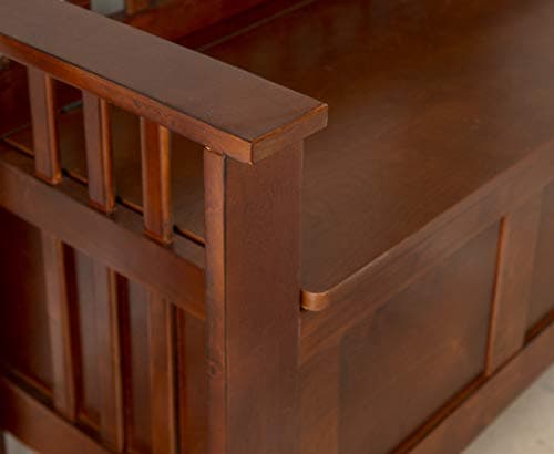 Linon Home Decor Storage Bench with Short Split Seat Storage, Walnut, 50 inchw x 17 inchd x 25.25 inchh. 7