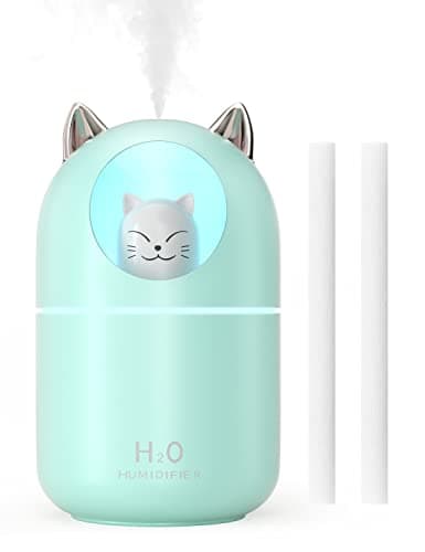Cool Mist Humidifier,300ml Mini Humidifiers with Night Light,Waterless Auto-Off Air Humidifier,20dB Quiet Humidifiers for Bedroom,Car, Plant for Girl Boy