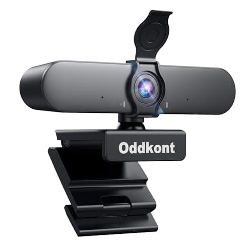 oddkont Full HD 1080P Webcam with Microphone, Auto-Light Balance, Rotatable Design,Privacy Cover, Plug and Play for Zoom, Skype,Web Conferencing - Compatible with Windows, Mac, Laptop, Desktop