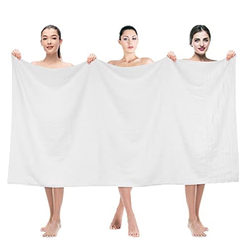 American Soft Linen 35x70 Jumbo Large Bath Towel, 600 GSM 100% Cotton Turkish Bath Sheet, Oversized Luxury Bath Towel for Bathroom Beach and Pool, White
