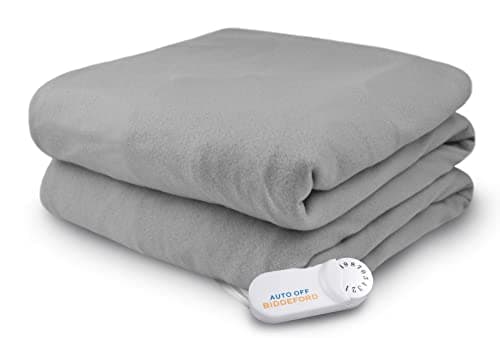 Biddeford Blankets Comfort Knit Heated Blanket with Therapeutic Heat Settings, Machine Washable - Perfect for Warm, Cozy Nights, Analog Controller, Throw, Grey