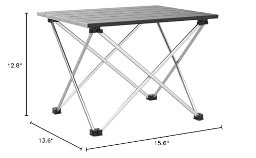 Grope Portable Camping Table with Aluminum Table Top, Folding Beach Table Easy to Carry, Prefect for Outdoor, Picnic, BBQ, Cooking, Festival, Beach, Home Use (Black-S) 2