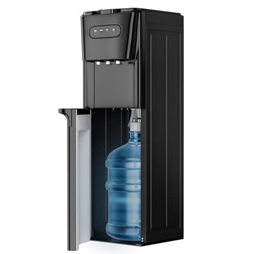 Urbansync Bottom Loading Water Cooler Dispenser for 3 5 Gallon Bottles, 3 Temperatures with Cold, Room & Hot Spouts, Home, Office, Living Room, Child Safety Lock, Removable Drip.
