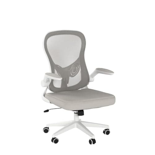 Hbada Office Chair Ergonomic Desk Chair, Office Desk Chairs with PU Silent Wheels, Breathable Mesh Computer Chair with Adjustable Lumbar Support, Flip-up Armrests, Tilt Function, Grey 6