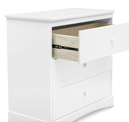 Delta Children Sutton 3 Drawer Dresser with Changing Top and Interlocking Drawers - Greenguard Gold Certified, Bianca White 14