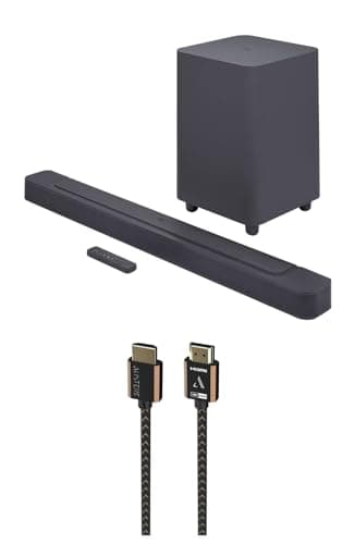 JBL BAR-500 5.1ch Soundbar and Subwoofer with MultiBeam and Dolby Atmos with a 3S-4KHD2-2.5M III Series 4K HDMI 2.5m Cable (2022)