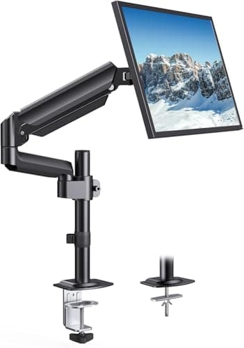 HUANUO Single Monitor Arm, Tall Computer Monitor Stand for 13–32 inch Screens Holds 4.4-19.8 lbs, Adjustable Monitor Mount Gas Spring Full Motion with C-Clamp & Grommet Base, VESA 75x75 or 100x100mm