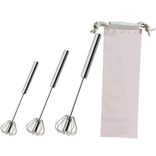 Stainless Steel Semi-automatic Egg Whisk - 3PCS Hand Push Rotary Whisk Blender (3 Pack) 7
