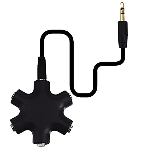 Onelinkmore Headphone Splitter - 5-Jack 3.5mm Audio Stereo Adapter for Headsets, Earbuds, Earphones - 1 Male to 4 Female With Stereo Cable