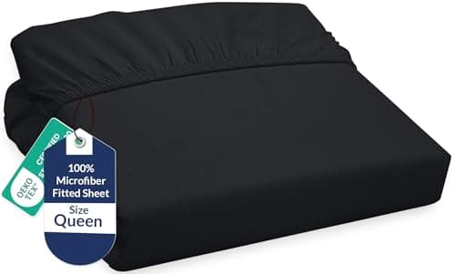 Royale Linens Fitted Sheet Queen - Ultra Soft 1800 Brushed Microfiber - Hotel Luxury Bottom Sheets - Wrinkle Free & Fade Resistant - Deep Pocket Fitted Sheet Only (Queen, Black)