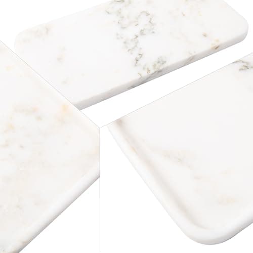 YKAJO Marble Tray, 12"x6", Bathroom Countertop Organizer Rectangular Serving Platter Decorative Elegant Natural for Perfume, Candles, Jewelry 9