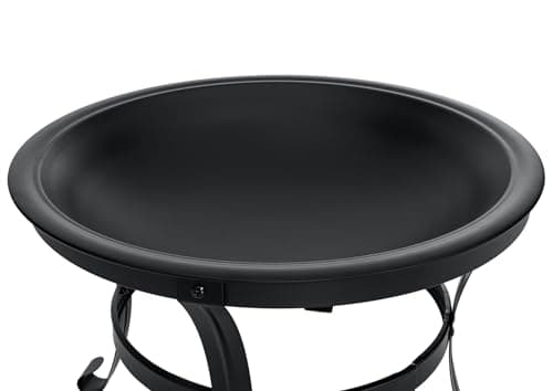 SINGLYFIRE 22 inch Fire Pit for Outside Outdoor Wood Burning Small Bonfire Pit Steel Firepit Bowl for Patio Camping Backyard Deck Picnic Porch,with Spark Screen,Log Grate,Poker 5