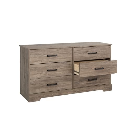 Prepac Rustic Ridge Farmhouse 6-Drawer Double Dresser, Brown Dresser for Bedroom, Chest of Drawers with 6 Storage Drawers, 53.25” wide x 18.25” deep x 28.5” tall, Brown 10