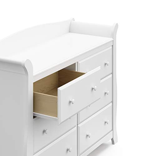 Storkcraft Avalon 6 Drawer Double Dresser (White) – Dresser for Kids Bedroom, Nursery Dresser Organizer, Chest of Drawers for Bedroom with 6 Drawers, Classic Design for Children’s Bedroom 9