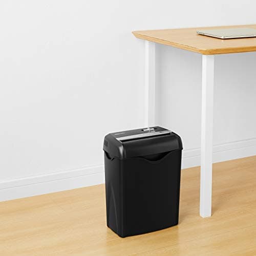 Amazon Basics 6-Sheet Cross-Cut Paper and Credit Card Shredder with 3.8 Gallon Bin, Shreds Staples, Black 9