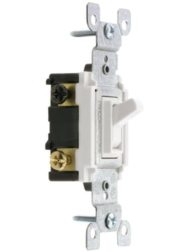Leviton 15 Amp, 120 Volt, Toggle Framed 3-Way AC Quiet Switch, Residential Grade, Grounding, Quickwire Push-In & Side Wired, 1453-2W, White