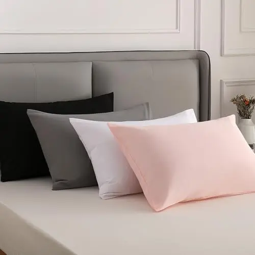 Mosluna Pink Pillow Cases Queen Size Set of 2, Brushed Microfiber Pillowcases 2 Pack with Envelope Closure, Super Soft Breathable Pillow Covers（Pink, 20x30 Inch） 7